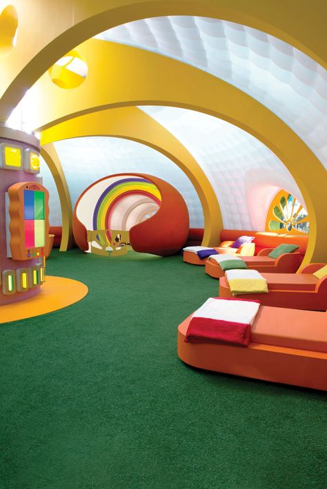 Teletubbies House, The Teletubbies, Color Palette Bright, Green Roof, Play Area, Wall Treatments, Cool Rooms, Design Reference, Design Firms