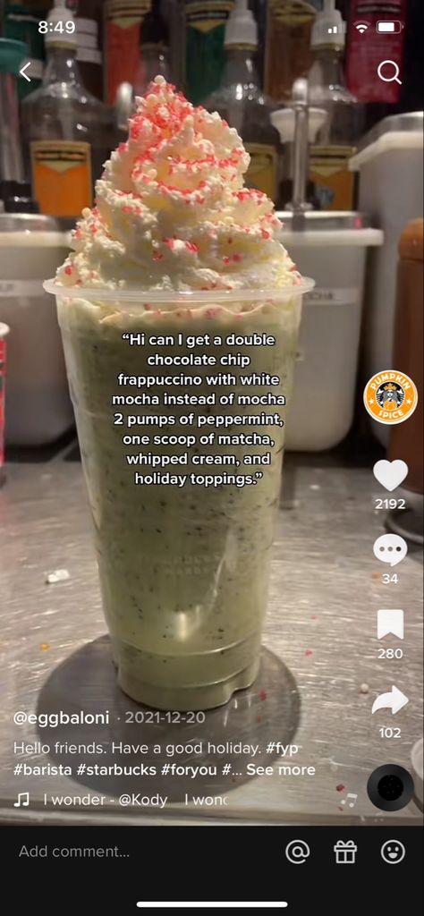 Starbucks Matcha Peppermint, Peppermint Starbucks Drinks, Starbucks Frappuccino Recipe, Starbucks Drink Menu, Coffee Orders, Aesthetic Starbucks, Starbucks Holiday Drinks, Starbucks Orders, Star Bucks