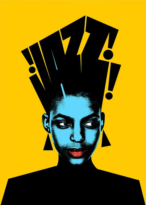 Jazz Poster Design, Funky Graphic Design, Poster Design Typography, Foto Muro Collage, Lettering Projects, Zoo Project, Afrofuturism Art, Pattern Graphic Design, Jazz Poster