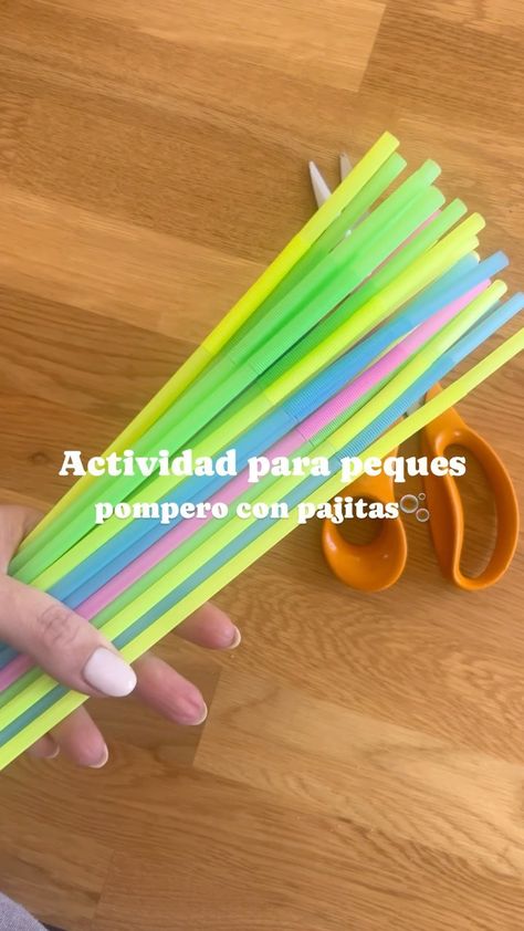 Arantxa Lara✨ | Actividad para peques!🫧. Haz un pompero con pajitas🥤. Sólo necesitas pajitas de colores y cinta de doble cara!💪🏻. Súper fácil y te... | Instagram Montessori, On Instagram, Instagram