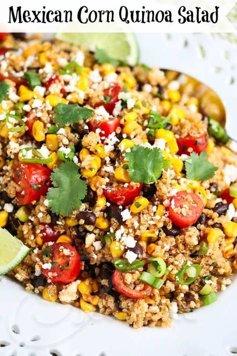 Corn Quinoa Salad, Food Arrangement, Corn Quinoa, Main Salad, Quinoa Salad Recipe, Healthy Mexican Recipes, Mexican Corn, Healthy Mexican, Meatless Mondays