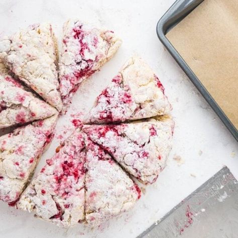 White Chocolate Raspberry Scones Recipe - The Fresh Cooky Raspberry Scones Recipe, Raspberry White Chocolate Scones, Chocolate Raspberry Scones, White Chocolate Raspberry Scones, White Chocolate Scones, Cream Scones Recipe, Sour Cream Scones, Best White Chocolate, Raspberry Scones