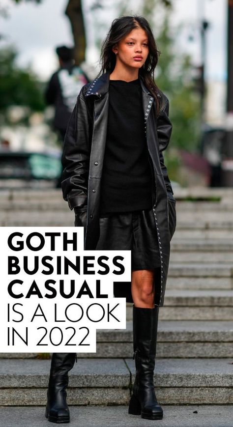 Welcome to the dark side. Goth can be chic and business casual at the same time. Who doesn't love an edgy outfit moment? #style #ootd #fashion Goth Business Casual, Modern Punk Fashion, Edgy Capsule Wardrobe, Clean Goth, Rock Chic Outfits, Edgy Work Outfits, Black Outfit Edgy, Chic Outfits Edgy, Goth Chic