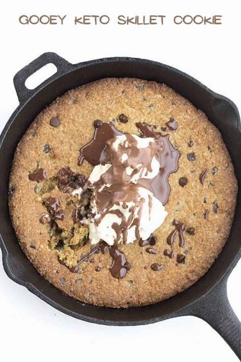 Keto Skillet Chocolate Chip Cookie Sf Desserts, Keto Skillet, Low Carb Chocolate Chip Cookies, Sugar Free Chocolate Syrup, Thm Sweets, Skillet Chocolate Chip Cookie, Gf Baking, Wheat Belly, Skillet Cookie