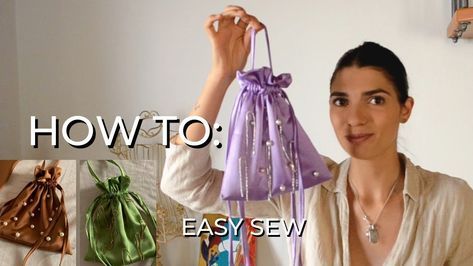 How To Make Pouch, Velvet Diy Crafts, Diy Evening Bag, Bucket Bag Sewing Pattern, Bucket Bag Diy, Tutorial Pochette, Diy Clutch Bag, Drawstring Bag Diy, Clutch Diy