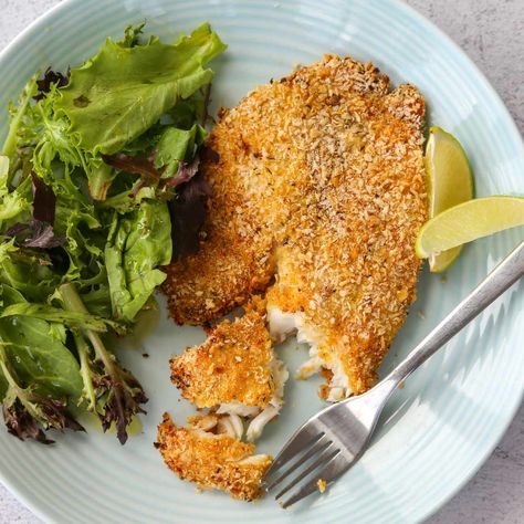 Frozen Tilapia Recipes Easy, Breaded Tilapia Recipes, Baked Fish Tilapia, Tilapia Recipes Baked, Panko Crusted Tilapia, Fried Tilapia Recipes, Easy Tilapia, Panko Recipes, Breaded Tilapia