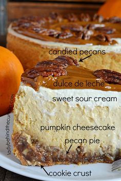 Pecan Pie Pumpkin Cheesecake Cheesecake Pecan, Cheesecake Pumpkin, Dessert Cheesecake, Pie Pumpkin, Savory Cakes, Pumpkin Pecan, Think Food, Thanksgiving Desserts, Pumpkin Dessert