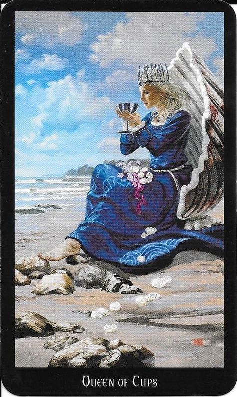 The Tarot of Eli: The Thoth Tarot-Queen of Cups & The Witches Tarot-Queen of Cups. Queen Of Cups Tarot, Queen Of Cups, Rider Waite Deck, Cups Tarot, 78 Tarot Cards, Zodiac Cards, Tarot Magic, Witch Tarot, Tarot Book