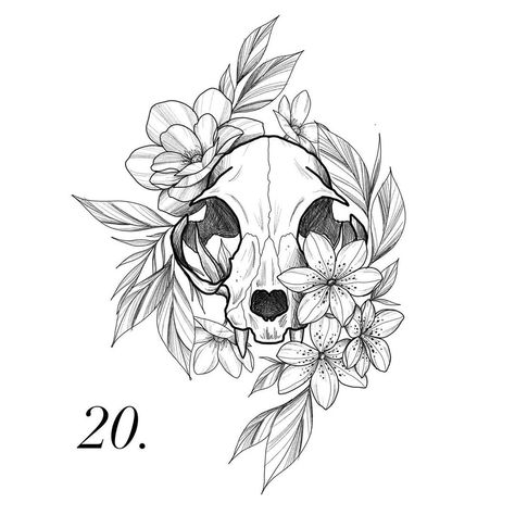 Mail Tattoo, Animal Skull Tattoo, Cat Skull Tattoo, Tattoo Crane, Skull Tattoo Flowers, Skulls Tattoo, Skull With Flowers, Skeleton Hand Tattoo, Witch Tattoo