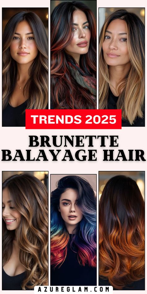 Transform your hair in 2025 with 19 brunette balayage ideas featuring caramel chocolate and ashy blonde highlights. These designs include short, sleek bobs, medium-length cuts, and shoulder-length layers for a range of versatile styles. Perfect for brunettes, these balayage looks add depth with dark roots and brightness with honey tones. Caramel Brownie Hair Color Balayage, Highlights Black Hair Balayage, Deep Caramel Balayage, Dark Brown With Cool Tone Highlights, Hair Inspiration Color Balayage, Mocha Caramel Balayage, Burnett Baylage Fall, Winter Hair Color Ideas For Brunettes Balayage, Brunette Hair With Color Highlights