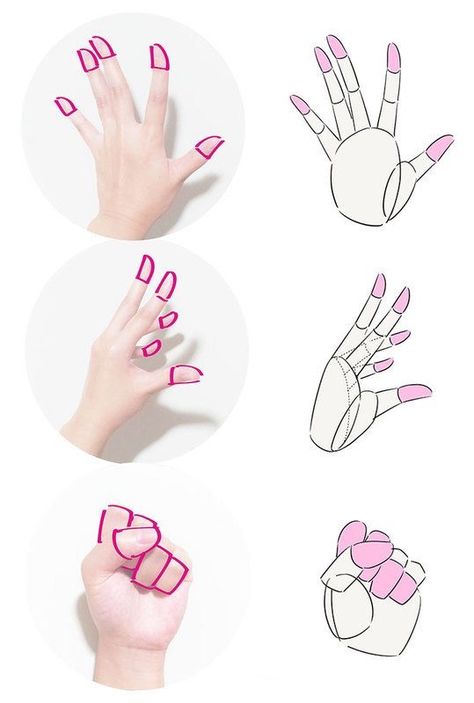 Mãos Hands Tutorial, Draw Hands, Illustration Tutorial, Drawing Hands, Seni Dan Kraf, Hand Drawing Reference, Hand Reference, Kraf Diy, Guided Drawing