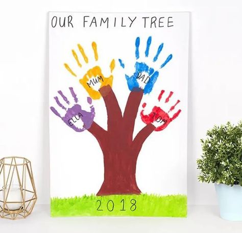 21 Father's Day Craft Ideas for Preschoolers to Make Family Crafts Preschool Art Projects, Crafts About Family, Handprint Tree Craft, Father's Day Craft Ideas, Family Crafts Preschool, Craft Ideas For Preschoolers, Handprint Cards, Family Handprint, Handprint Tree