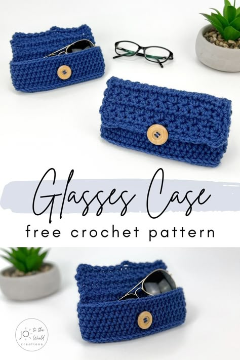 Crochet Glasses Case - Free Pattern | Jo to the World Creations Crochet Glasses Case, Crochet Eyeglass Cases, Crochet Glasses, Crochet Teacher Gifts, Quick Crochet Gifts, Glasses Pouch, Crochet Case, Crochet Eyes, Fall Crochet Patterns