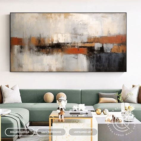 Fancy Painting, Abstract Pottery, Big Artwork, Bedroom Unique, Painting For Bedroom, Horizontal Painting, Horizontal Landscape, Large Abstract Wall Art, Canvas Painting Landscape