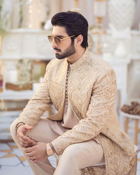 Prince Suit For Men Wedding, Sangeet Outfit For Men, Indian Wedding Suits Men, Alizeh Shah, Suit For Men Wedding, Indian Wedding Clothes For Men, Engagement Dress For Bride, Nikah Outfit, Indian Bride Poses