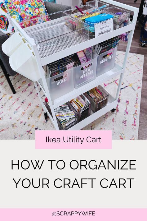 Craft Room Organization, Craft Supplies, Craft Storage Diy Utility Cart, Nissafors Ikea Hack, Nissafors Ikea, Craft Cart Organization, Utility Cart Ideas, Ikea Utility, Ikea Utility Cart, Ikea Craft Storage, Rolling Craft Cart