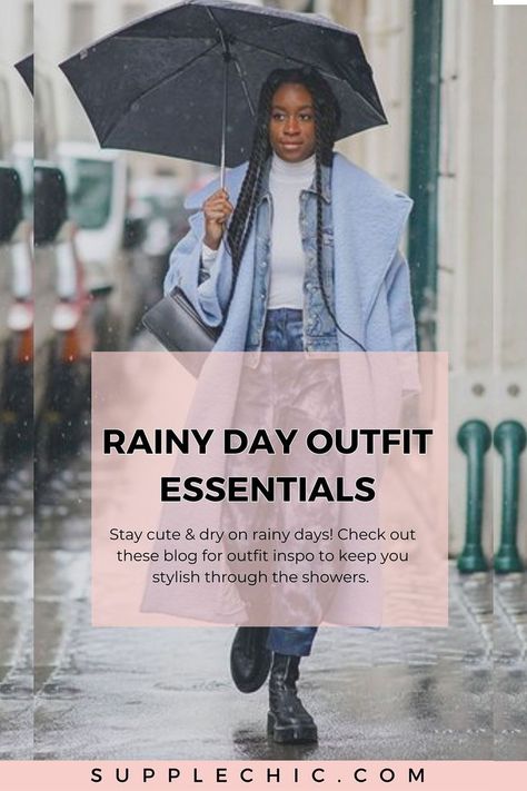 Don't let rainy days cramp your style, babe! Check out my blog post for some must-have rainy day outfit essentials that'll keep you looking cute and dry all season long. Let's make a splash with fashion! #RainyDayStyle #OutfitEssentials #FashionTips 3Blog #StyleTips #FashionIdeas #OutfitStyle #PlussizeFashion Rainy Office Outfit, Rainy Day Fashion, Outfit Essentials, Office Outfit, Rainy Day Outfit, Day Outfit, Clothing Essentials, Look Chic, Rainy Days