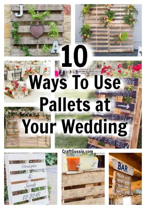 Pallet Picture Display, Pallet Wedding Decor, Rustic Wedding Signs Diy, Pallet Wedding Signs, Pallet Decoration Ideas, Pallet Backdrop, Ideas For Crafts, Pallet Pictures, Frugal Wedding