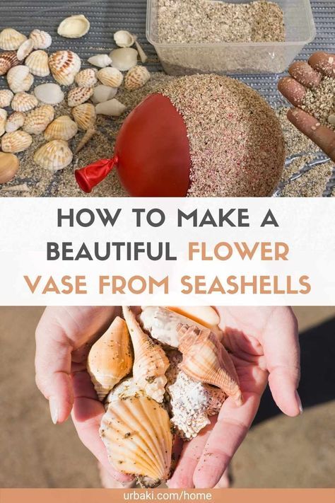 Collecting shells on the beach is one of the most beloved vacation activities, but what are you supposed to do with all those shells when you get home? Turn those cute beach favors into seaside decor by putting seashells in a vase! Make this DIY seashell vase with your kids. Vases make perfect decorations and centerpieces, and this one has all the summery flair. Nothing is hotter than seashells, and this DIY from AIRINS CRAFT uses a lot of shells. You can make one in no time and the materials... What To Do With Shells, Beach Centerpieces Diy, Cleaning Sea Shells, Seashell Vase, Seashell Centerpieces, Beautiful Flower Vase, Beach Favors, Shell Centerpieces, Beach Centerpieces