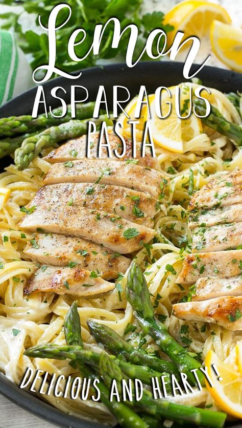 Chicken Asparagus Pasta, Chicken With Pasta, Asparagus Pasta Recipes, Lemon Asparagus Pasta, Tender Asparagus, Best Asparagus, Lemon Pasta Recipes, Grilled Chicken Pasta, Lemon Cream Sauce