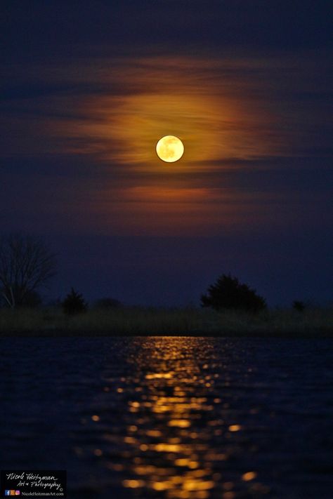 "This full moon view captures the beauty of a Midwest moonrise from the kayak. The vibrant colors & reflection off the water is mesmerizing. Artist and Photographer, Nicole Heitzman, captured this image on an early Spring evening in South Dakota. This photo is infused to metal which offers a rich & vibrant appearance. It is 16\" wide by 24\" high. It has a stand 1\" out mount on the back so the image appears to float on the wall. There is no need for a frame. Framing can be added if inte Night Scene Photography, Rebecca Aesthetic, Full Moon Photography, Nighttime Photography, Moon View, Photography Reflection, Moon Reflection, Evening Aesthetic, Moon Landscape