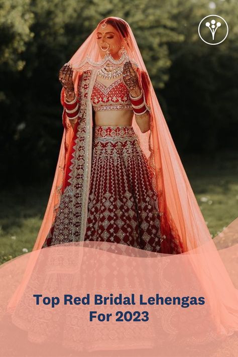 Trending Bridal Lehenga 2023, Indian Bridal Lehenga Red Brides, Wedding Lehnga Designs Latest, Indian Bridal Lehenga Designer, Red Lehenga Designs, Indian Bridal Lehenga Red, Trending Bridal Lehenga, Red Lehenga Bridal, Bridal Red Lehenga