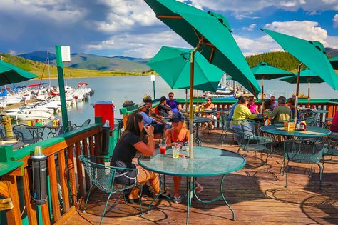 Incredible lake views, "boat drinks" and lakeside entrees! Day Trips From Denver, Colorado Attractions, Dillon Colorado, Beach Mural, Visit Denver, Summit County, Caribbean Vacations, Summertime Fun, Island Beach