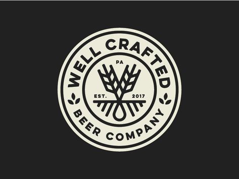 A beer company that uses well water to make their beer. Craft Beer Logo, Beer Logo Design, Pub Logo, Logo Rond, Brewery Logos, Brewery Logo, Logos Retro, Logo Generator, Circular Logo