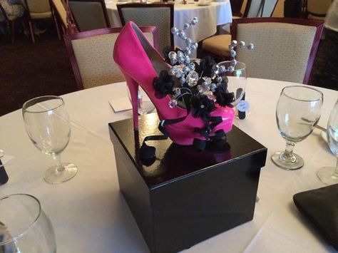 High Heel Centerpieces - made these for my sisters wedding shower!!: High Heel Party Decorations, High Heel Birthday Party Ideas, Shoe Centerpiece Ideas High Heels, High Heel Party Theme, High Heels Birthday Party Ideas, High Heel Centerpieces, Heel Centerpiece Ideas, High Heel Centerpiece Ideas, Fashion Centerpieces