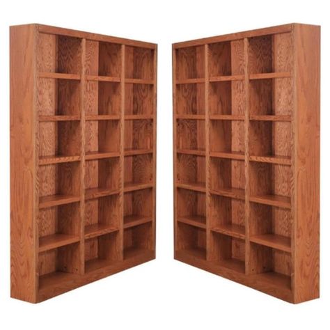 PRICES MAY VARY. Traditional 84" Tall 18-Shelf Triple Wide Wood Bookcase in Dry Oak x 2. Materials: Genuine wood veneers and solid wood molding 10 step polyurethane oak finish 15 adjustable shelves and 3 fixed shelves to accommodate large and small items Quick, simple assembly with dowels, camlocks and an engineered wood back panel that is more durable than the cardboard on most ready to assemble bookcases  Included Items:  - Traditional 84" Tall 18-Shelf Triple Wide Wood Bookcase in Dry Oak x 2 Modern Bookcase Design, Farmhouse Bookcases, Wide Bookcase, Industrial Bookcases, Bookcases For Sale, Veneer Panels, Library Shelves, Furniture Bookshelves, Wood Bookcase