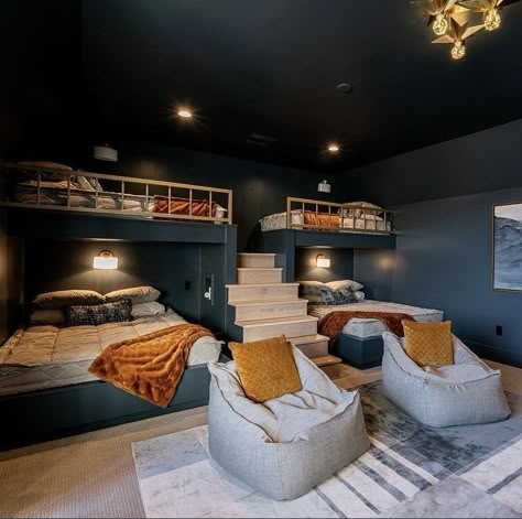 Best Living Room Ideas, Bunk Room Ideas, Room Ideas For Girls, Bunk Bed Rooms, Bunk Beds Built In, Home Cinema Room, Built In Bunks, Bunk Rooms, Best Living Room