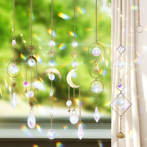 PRICES MAY VARY. 【Six Styles】The set includes 6 pieces of colorful crystal suncatcher chain, 6 styles of sun catcher for you to use in different scenarios, Let you get clear and beautiful colored light reflection. 【Prism of Light】The window crystals will reflect beautiful multicolored spots in sunlight or light to decorate your room, beautiful and shiny. Add a touch of elegance to your home or garden. 【Premium Material】The crystal suncatcher is made of high quality crystal, which is delicate and Crystals Suncatcher, Window Crystals, Christmas Garden Decorations, Mystery Shack, Colorful Crystals, Crystal Suncatcher, Party Garden, Boho Crystal, Moon Decor