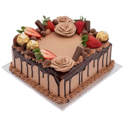 Square Chocolate Cake, Chocolate Cake Images, Square Cake Design, Cake Recipes Uk, Kek Coklat, Chocolate Cake Designs, Simple Cake Designs, Chocolate Cake Decoration, Birthday Cake Chocolate