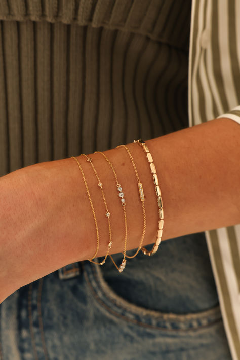 The gold bracelet stack of your dreams awaits. Shop Dana Rebecca to add these fine jewelry pieces to your collection. Gold Bracelet Stack, Gold Bracelets Stacked, Gold Bar Bracelet, Dana Rebecca Designs, The Melody, Bar Bracelet, Yellow Gold Jewelry, Bar Bracelets, Tennis Bracelet Diamond