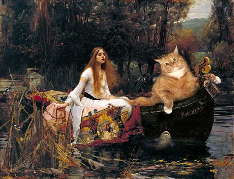 The Lady of Shalott, floating to Cat-melot Lady Of Shalott, The Lady Of Shalott, John William Waterhouse, The Lady, Red Hair, Water, Red, Hair, Art