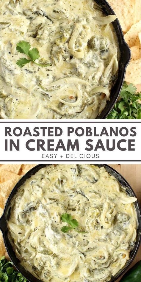 Poblano Recipes, Poblano Cream Sauce, Poblano Peppers Recipes, Poblano Sauce, Crema Recipe, Cream Sauce Pasta, Roasted Poblano Peppers, Roasted Poblano, Poblano Peppers