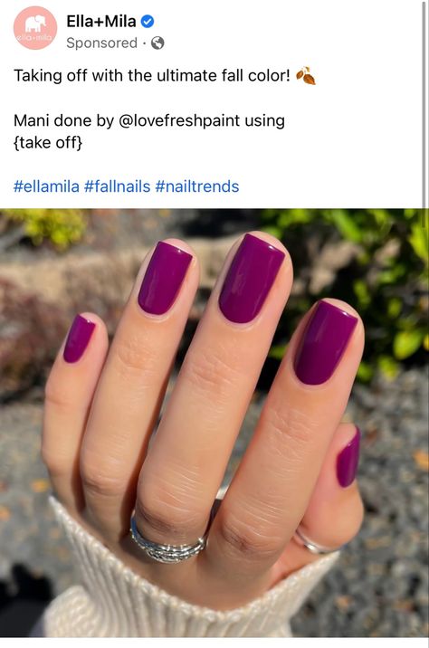 Fall Magenta Nails, Shades Of Purple Nail Polish, Bright Fall Nail Ideas, In Between Summer And Fall Nails, Dark Purple Gel Nails Ideas, Fall Nails 2023 Purple, Plum Pedicure, November Nails Purple, Deep Purple Fall Nails