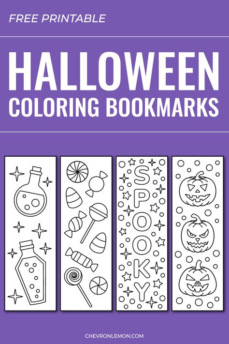 Free printable Halloween coloring bookmarks Halloween Bookmarks Free Printable, Halloween Bookmarks To Color, Printable Halloween Bookmarks, Coloring Bookmarks Free, Bookmarks Coloring, Elementary Librarian, Halloween Bookmarks, Free Printable Halloween, Coloring Bookmarks