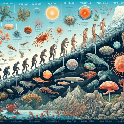 Cell Specialization: A Journey Through Evolution – Awakening to Oneness Single Cell Organism, Science Moodboard, Cell Specialization, Evolution Illustration, Biology Evolution, Single Celled Organisms, Evolution Artwork, Evolution Art, Spiritual Evolution