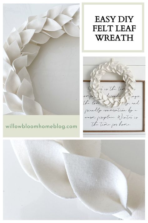 Wreath Willow, Felt Leaf Wreath, Felt Leaf, Diy Christmas Wreaths Ideas, Christmas Wreaths Ideas, Diy Christmas Wreaths, Wreaths Ideas, Felt Wreath, Felt Leaves