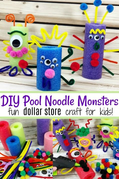 Fun Crafts To Do With Preschoolers, Pool Noodle Monster Craft, Pool Noodle Sculpture, Monster Diy, Pool Noodle Crafts, Kid Diy, Monster Crafts, Pool Noodle, Diy Pool