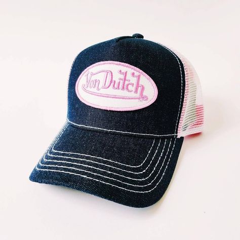 DEADSTOCK VON DUTCH CAP, STILL WITH TAGS AND ORIGINAL PACKAGING 100% AUTHENTIC, BRAND NEW WITH TAGS. Vintage Denim Von Dutch Cap / Von Dutch Cap / Von Dutch Trucker Cap. White And Baby Pink Classic Von Dutch Logo Embroidered On Front  90s Y2K Cap FULLY TRACKABLE SHIPPING SERVICE. UK AND WORLDWIDE SHIPPING. Von Dutch Hats, Von Dutch Cap, Y2k Cap, Fall Morning Routine, Von Dutch Hat, Inspiring Quote Tattoos, Xoxo Jewelry, Cap Logo, Denim Cap