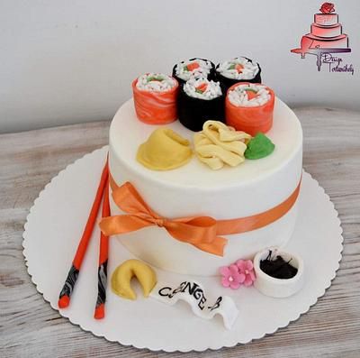 Sushi Cake - Cake by Krisztina Szalaba Sushi Themed Cake, Sushi Cake Ideas, Sushi Cake Birthday, Kue Anniversary, Sushi Birthday Cake, Sushi Cakes, Unusual Cake, Sushi Go, Giraffe Cake