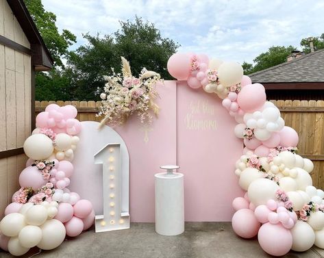 Baptismal And Birthday Theme, Birthday And Baptismal Decoration, Baptism Theme Ideas Girl, Baptism First Birthday Girl, Baptism Party Ideas Girl, Pink First Birthday Theme, 1st Birthday And Baptism Ideas Girl, Baptism Backdrop Girl, Pink Baptism Decorations