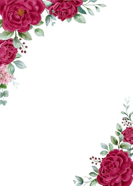 Maroon Floral Background, Frame Rosa, Peony Leaves, Photo Frame Crafts, Wedding Borders, Elegant Wedding Invitation Card, Wedding Card Frames, Floral Cards Design, Flower Graphic Design