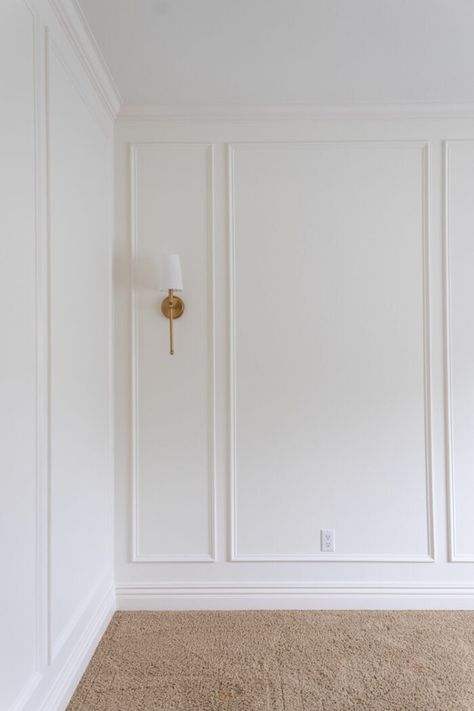 DIY Decorative Wall Treatments (you can do!) - Artsy Chicks Rule® Wainscoting Design Bedroom, Moulding Living Room Wall, Wood Trim On Walls Master Bedrooms, Wainscoting How To, Apartment Wall Molding, High Traffic Bathroom Ideas, Wall Paneling With Picture Frames, Moulding Wall Bedroom, Entry Paneling Entryway