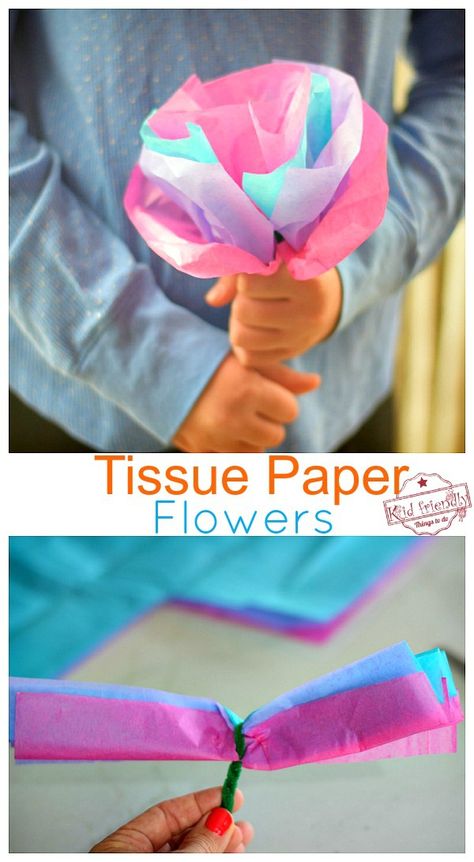 Tissue Paper Flowers For Kids, Diy Tissue Paper Flowers, Flowers For Kids, Paper Flowers For Kids, Paper Flowers Diy Easy, Tissue Paper Flowers Diy, Tissue Paper Crafts, Tissue Flowers, Easy Paper Flowers