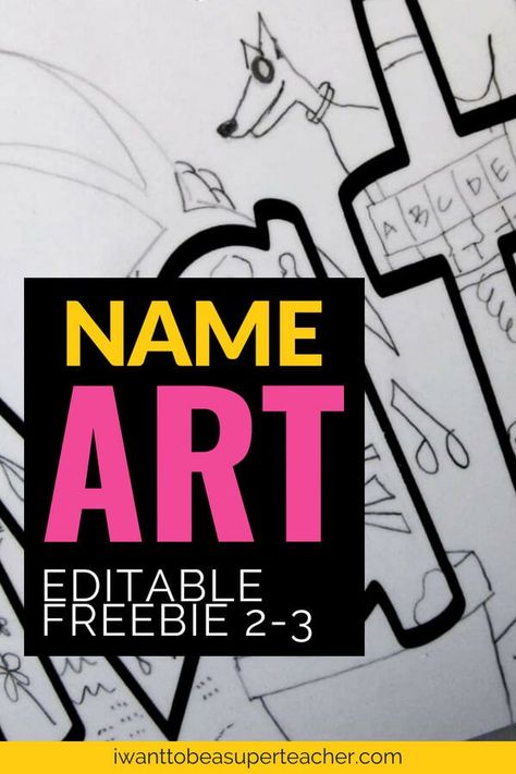 Use these FREE editable name art pages for an easy back to school art project. This simple name art project can also serve as a team building activity and yearlong bulletin board solution! A fun classroom tested first week activity for 2nd and 3rd grade teachers. Pair it with the book The Name Jar or The Big Orange Splot for reading + art fun! Head over to get the free editable name art pages sent right to your email! #backtoschool #secondgrade #thirdgrade #free #freebie #artprojectsforkids Elementary Name Art Project, Grade 2 Name Art, Name Art First Grade, Back To School Night Art Projects, Back To School Art Grade 1, 3rd Grade Art Projects Easy, Beginning Of Year Art Projects For Kids, First Day Of School Art Activities, First Week Of School Art Projects