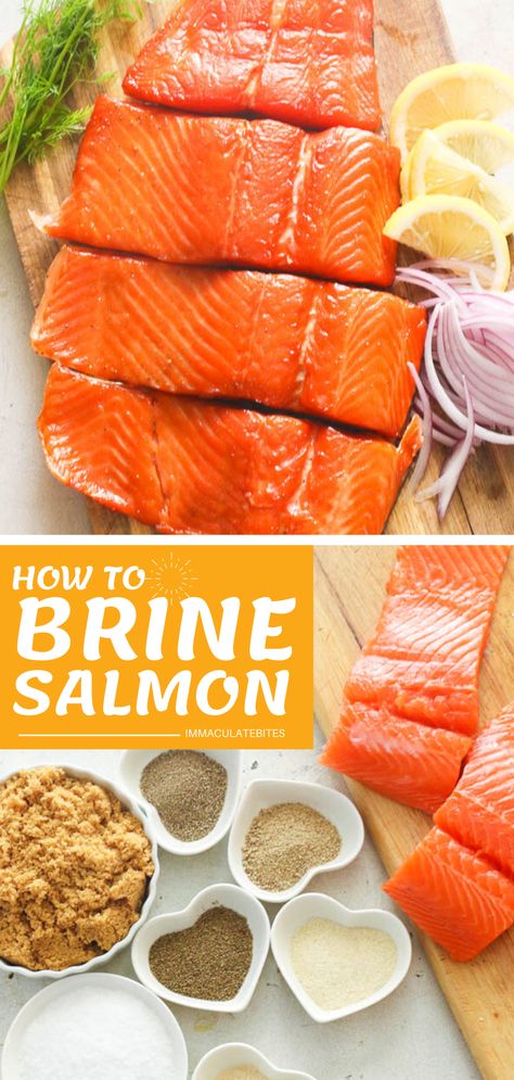 Just like beef, pork, and poultry, seafood like Salmon also brines well especially with the right juices, herbs, and spices. The flavor often depends on your preference. Let's Make it Easy - the basic recipe for a brine is 1 tablespoon of salt per 1 cup of water. #seafood #healthy #recipe #easy #salmon #brine Trout Brine Recipe, Fish Brine Recipe, Salmon Brine, Smoked Salmon Brine, Seafood Healthy, Basic Brine, Best Smoked Salmon, Cook Salmon, Smoked Salmon Recipes