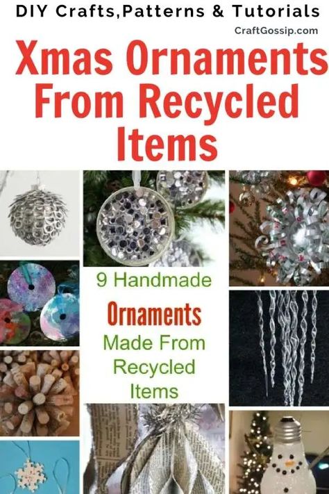 Recycled Christmas Decorations, Recycled Christmas Tree, Diy Christmas Ornament, Christmas Tree Decorations Diy, Homemade Ornaments, Kid Craft, Recycled Items, Diy Decorations, Christmas Ornaments Homemade